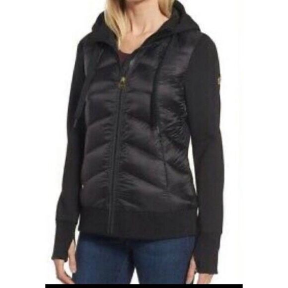 Nwt $150 MICHAEL KORS Hooded Down & Neoprene Jacket Small - Picture 1 of 7